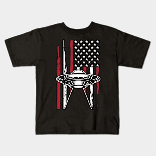 American flag alien ufo Kids T-Shirt